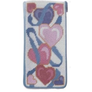Pastel Hearts Eyeglass Case-Stitch & Zip