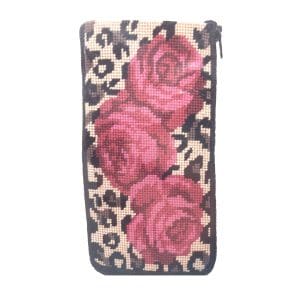 Rose and Leopard-Stitch & Zip-Eyeglass/Cell-phone case