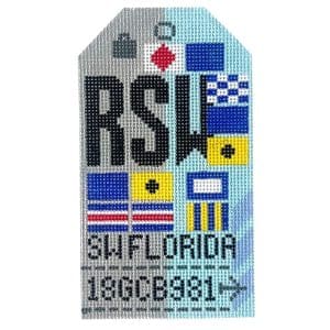 South West Florida (RSW) Retro Travel Tag- 3" x 5"- 18 Mesh