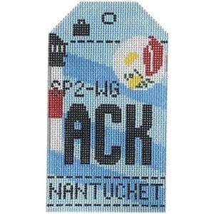 Nantucket (ACK) Retro Travel Tag-3" x 5"- 18 Mesh