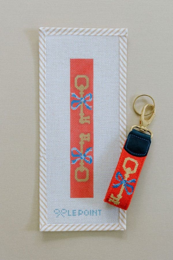 Coral and Blue Key Chain - 1.5” x 9”- 13 Mesh