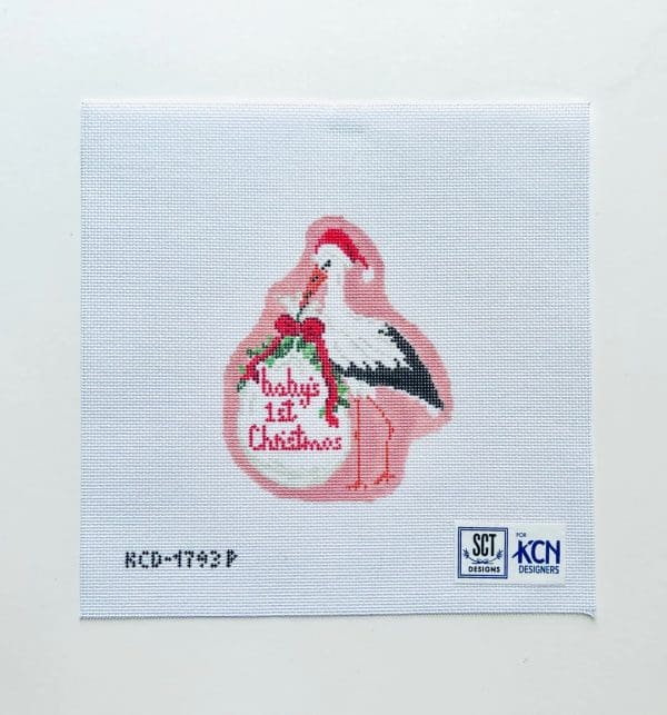 Baby's First Christmas Pink Stork -18 Mesh