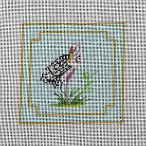 Crane Coaster with Light Blue Background - 4" Square- 18 Mesh