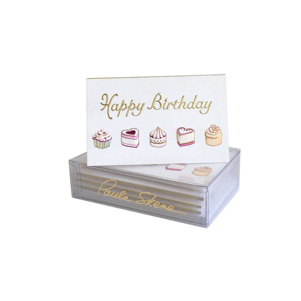 Petit Fours Birthday Enclosure Card: Boxed Set (6 Cards & Envelopes)