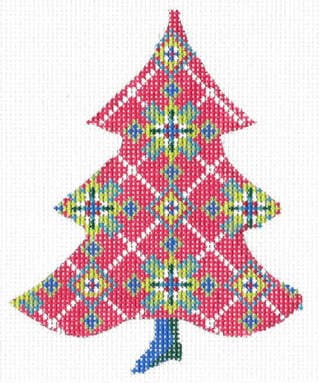 Red Scandinavian Snowflake Tree 3.75 x 4.5 " - 18 Mesh