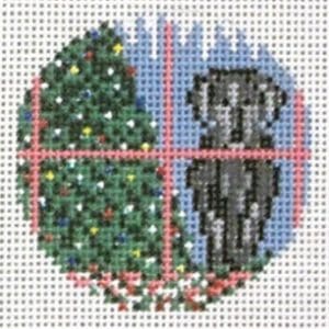 Christmas Black Lab 3" Round - 18 mesh