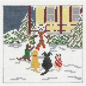 Snow Dog Party 4" Round - 18 mesh