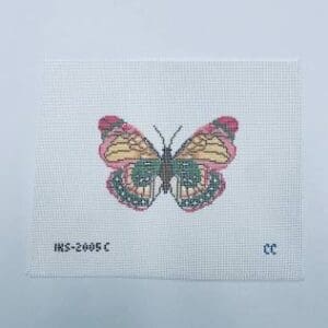 Small Pink & Green Butterfly 4.5" x 3.5" 18 Mesh