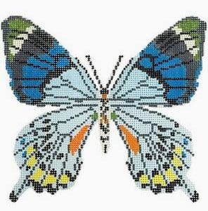 Small Blue Grey Butterfly 4.5" x 3.5" 18 Mesh