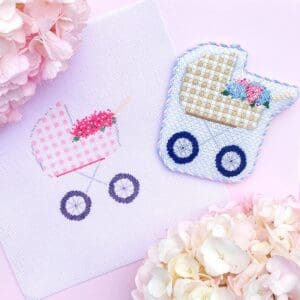 Pink Gingham Baby Carriage-18 Mesh