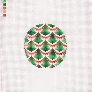 Bargello Christmas Tree Ornament- 3 3/4" Round-13 mesh