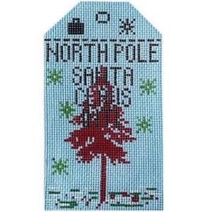 North Pole Retro Travel Tag-3" x 5"- 18 Mesh