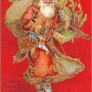 Magnet MC-74 A Merry Christmas, Santa Carrying Tree