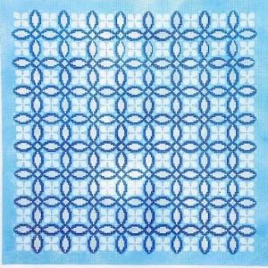 Blue Primrose & Bowens Knot 16" square - 13 mesh