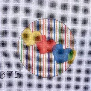 Three Hearts 3" Ornament with Self-finishing Round - 18 mesh